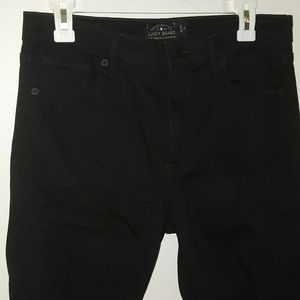 High rise, raw hem skinny jeans